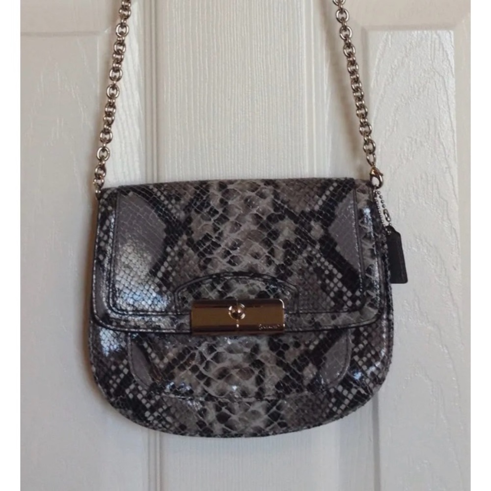 NWT Coach 'Kristin' Python Embossed Crossbody in Shades of Gray/Black!